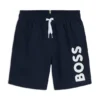 Badshorts för barn med logotryck och peachad yta