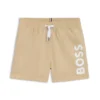 Badshorts för barn med logotryck och peachad yta