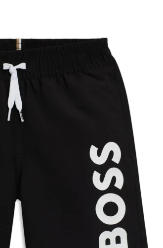 Badshorts för barn med logotryck och peachad yta