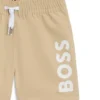 Badshorts för barn med logotryck och peachad yta