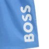 Badshorts för barn med logotryck och peachad yta