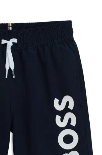 Badshorts för barn med logotryck och peachad yta