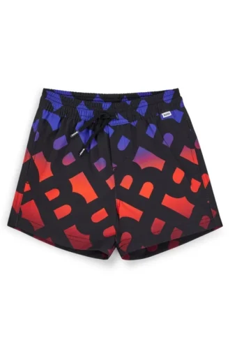 Badshorts för barn med monogramtryck i ton-i-ton
