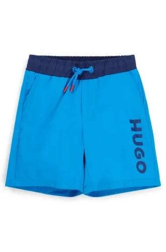 Badshorts för barn med vertikalt logotryck