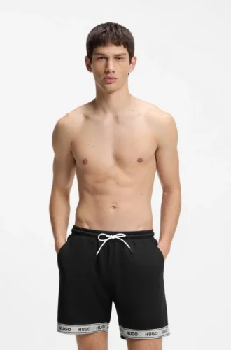 Badshorts i mesh med jacquardband med logotyp