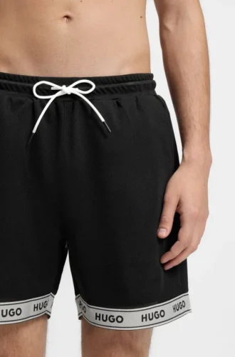 Badshorts i mesh med jacquardband med logotyp
