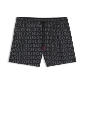 Badshorts med dragsko och logotryck