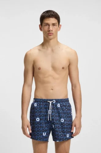 Badshorts med dragsko och logotryck