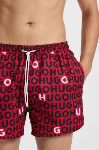 Badshorts med dragsko och logotryck