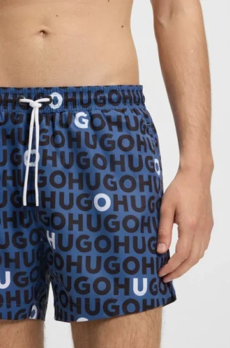 Badshorts med dragsko och logotryck