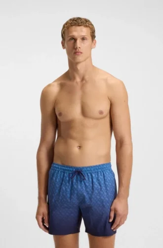 Badshorts med logotyp och monogramtryck i dégradé