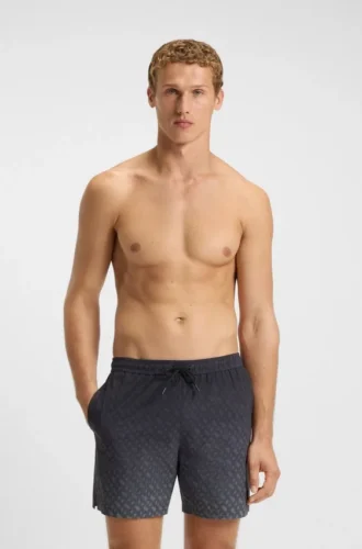 Badshorts med logotyp och monogramtryck i dégradé