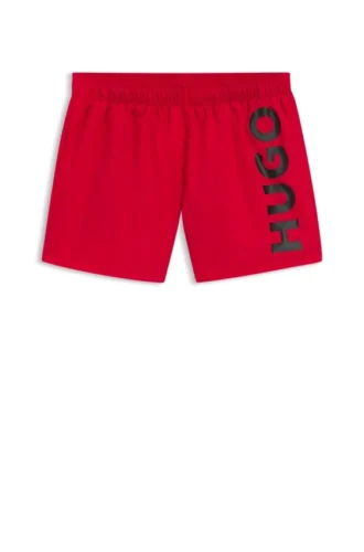 Badshorts med vertikalt logotryck
