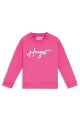 Barn-sweatshirt i bomullsblandning med iriserande logotyp
