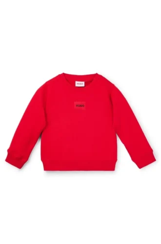 Barn-sweatshirt i bomullsblandning med röd logotyp