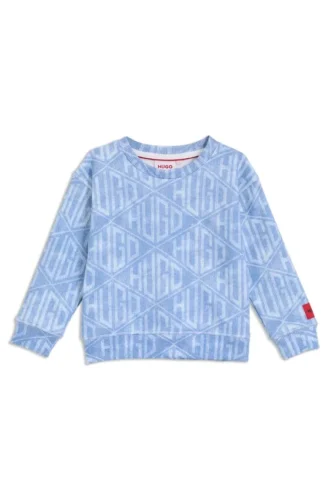 Barn-sweatshirt med geometrisk logotyp i bomullsblandning