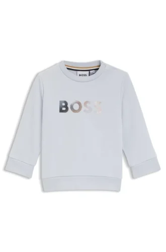 Barn-sweatshirt med logotyp i bomullsblandad frotté