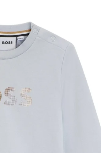 Barn-sweatshirt med logotyp i bomullsblandad frotté