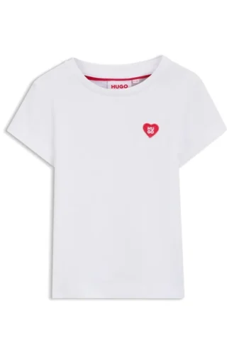 Barn-T-shirt i bomull med broderad logotyp i hjärtform