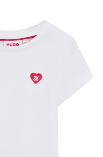 Barn-T-shirt i bomull med broderad logotyp i hjärtform