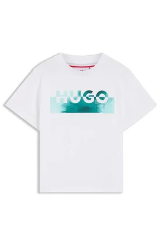 Barn-T-shirt i bomull med delad logotyp