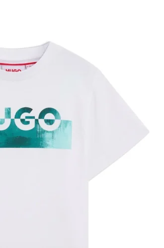 Barn-T-shirt i bomull med delad logotyp