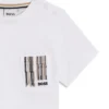 Barn-T-shirt i bomull med ficka med signaturränder