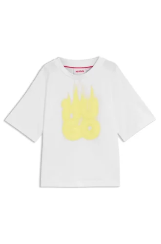 Barn-T-shirt i bomull med flammande logotyp