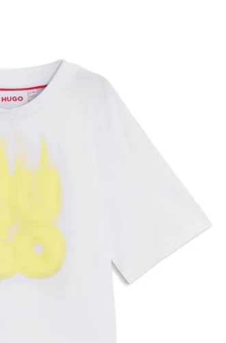 Barn-T-shirt i bomull med flammande logotyp