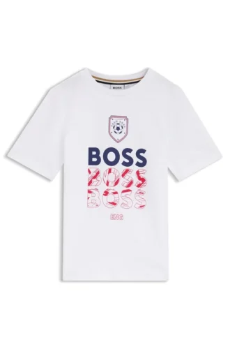 Barn-T-shirt i bomull med fotbollsmotiv