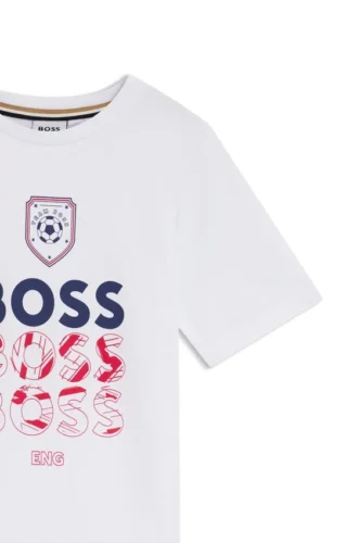 Barn-T-shirt i bomull med fotbollsmotiv