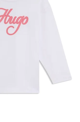 Barn-T-shirt i bomull med glitterlogotyp