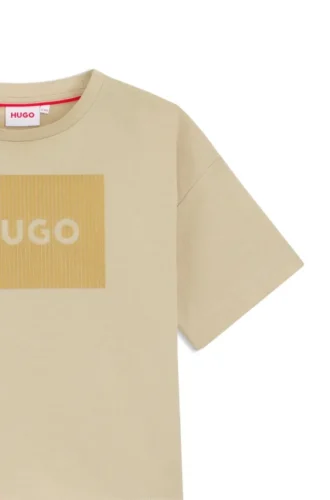 Barn-T-shirt i bomull med logotyp i sammetseffekt