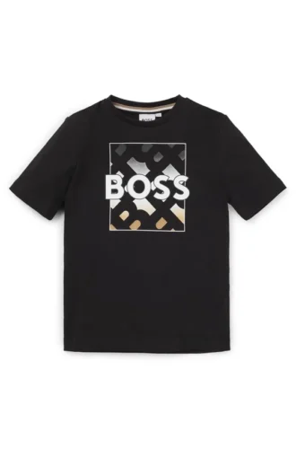 Barn-T-shirt i bomull med monogram och logotryck