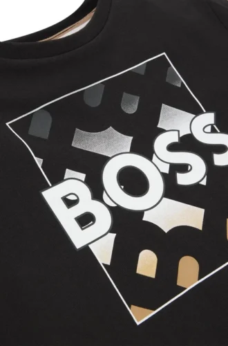 Barn-T-shirt i bomull med monogram och logotryck