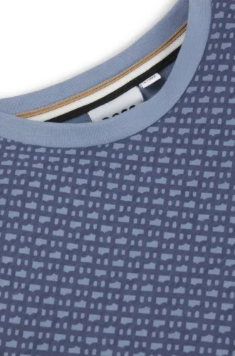 Barn-T-shirt i bomull med monogramtryck över hela plagget