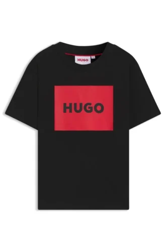 Barn-T-shirt i bomull med normal passform och rött logotryck