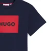 Barn-T-shirt i bomull med normal passform och rött logotryck