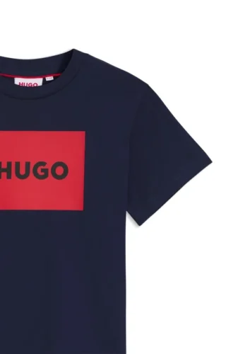 Barn-T-shirt i bomull med normal passform och rött logotryck