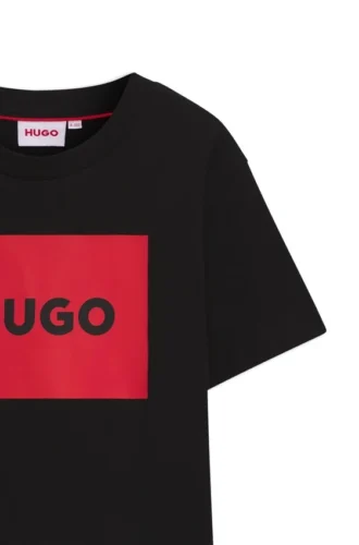 Barn-T-shirt i bomull med normal passform och rött logotryck