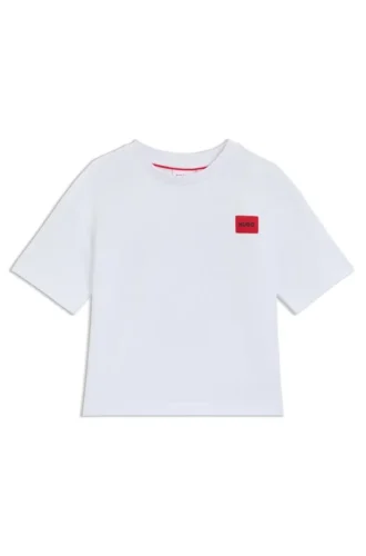 Barn-T-shirt i bomull med tryck på baksidan