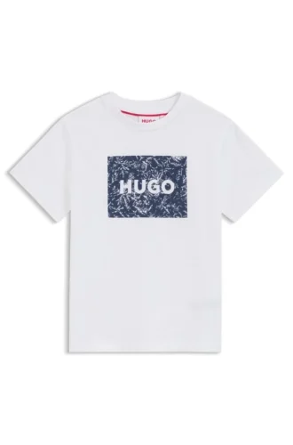 Barn-T-shirt i bomull med tryckt logotyp