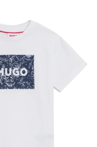 Barn-T-shirt i bomull med tryckt logotyp