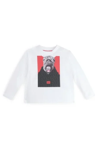 Barn-T-shirt i bomullsblandning med säsongens motiv