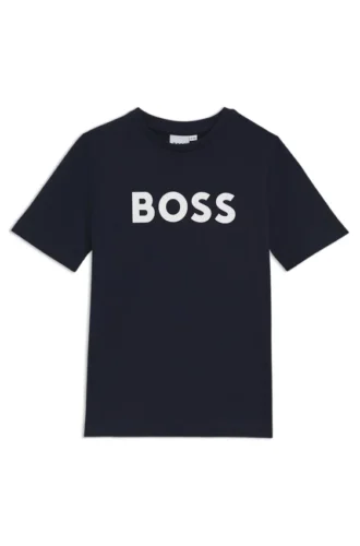 Barn-T-shirt i bomullsjersey med kontrastlogotyp