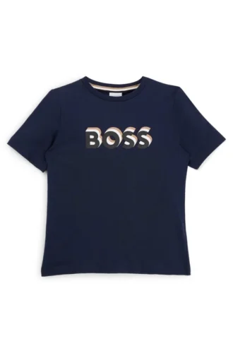 Barn-T-shirt i bomullsjersey med präglad logotyp