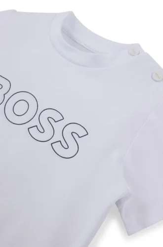 Barn-T-shirt i bomullsjersey med präglad logotyp
