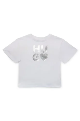 Barn-T-shirt i bomullsjersey med säsongens logotyp