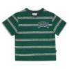 Barn-T-shirt i randig bomull med logotyp i varsity-stil