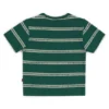 Barn-T-shirt i randig bomull med logotyp i varsity-stil